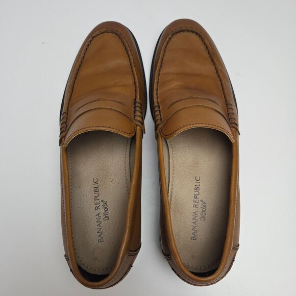 Banana Republic Dellbrook Leather Loafers + Box Ortholite Insole Brown Mens 8.5 - Picture 4 of 11